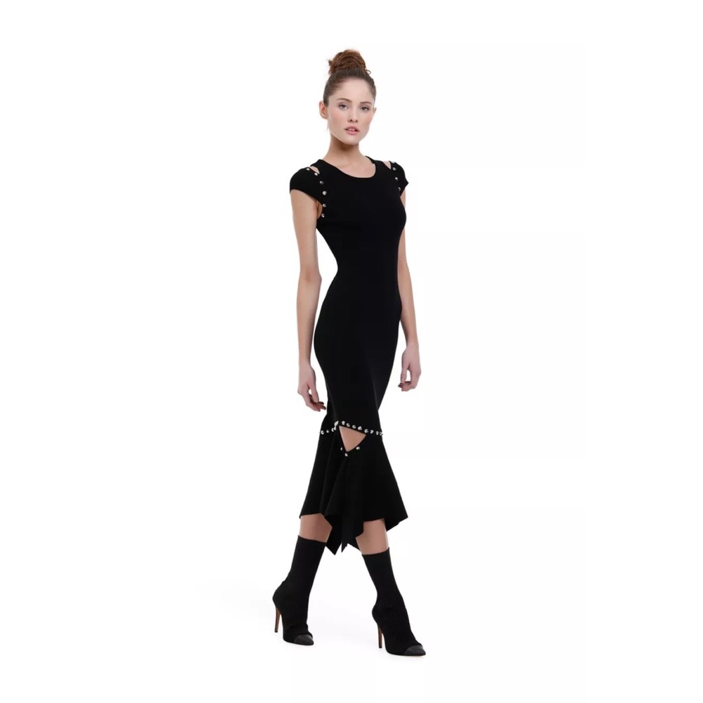ALICE+OLIVIA Ameera Cut-out Mermaid Midi Black